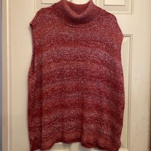 N Touch Sleeveless Cow Neck Sweater XL 2 Shades of Red w/stripe